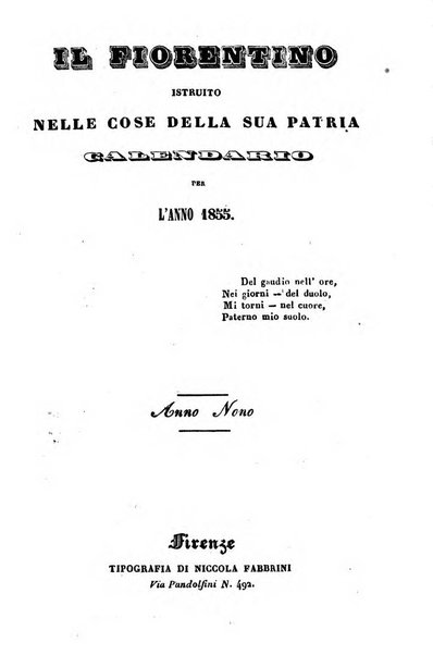 Il fiorentino istruito calendario per l'anno..