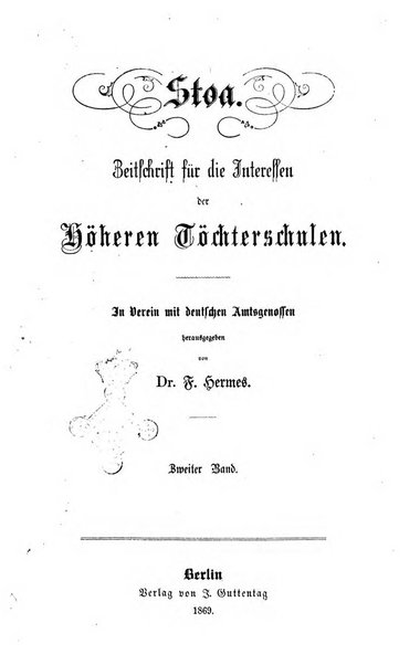 Stoa Zeitschrift fur die Interessen der hoheren Tochterschulen