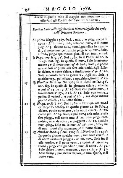 Tavole dell'Effemeridi astronomiche calcolate al mezzogiorno tempo vero nel meridiano di Roma...