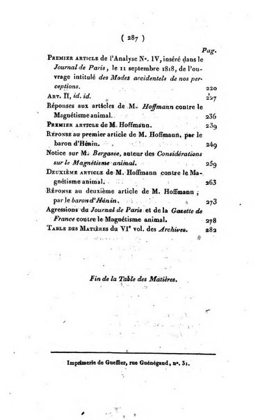 Archives du magnétisme animal