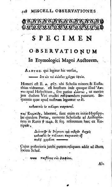 Miscellaneae observationes criticae in auctores veteres et recentiores ab eruditis Britannis..