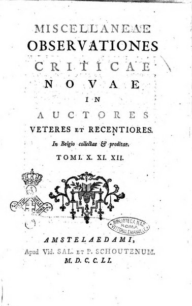 Miscellaneae Observationes Criticae Novae