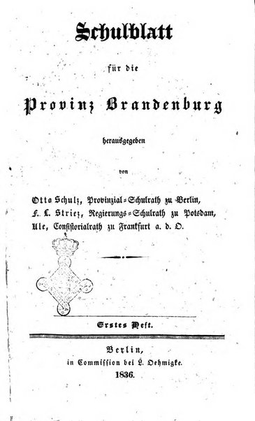 Schulblatt fur die Provinz Brandeburg