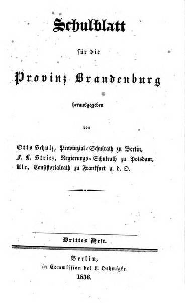 Schulblatt fur die Provinz Brandeburg