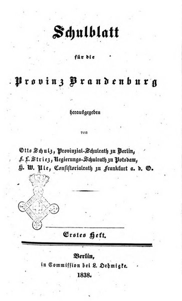 Schulblatt fur die Provinz Brandeburg