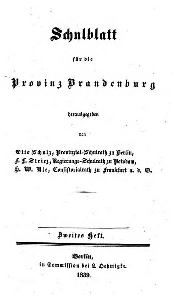 Schulblatt fur die Provinz Brandeburg