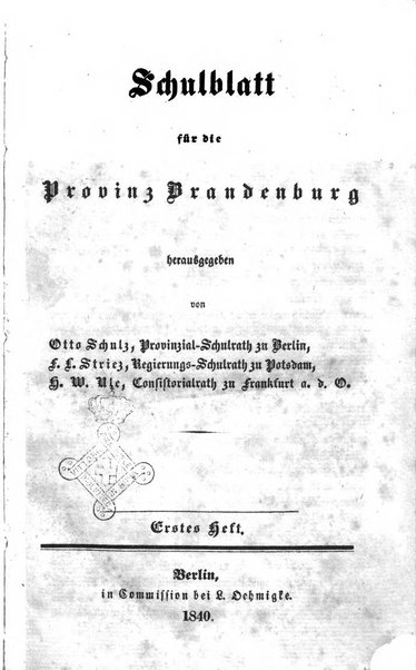 Schulblatt fur die Provinz Brandeburg