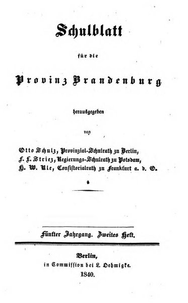 Schulblatt fur die Provinz Brandeburg