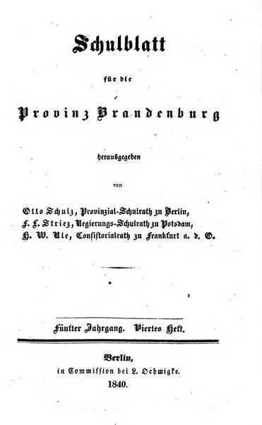 Schulblatt fur die Provinz Brandeburg