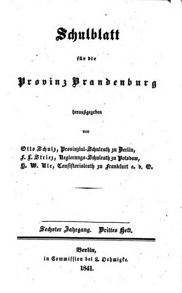 Schulblatt fur die Provinz Brandeburg