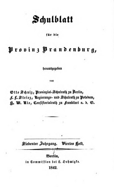 Schulblatt fur die Provinz Brandeburg