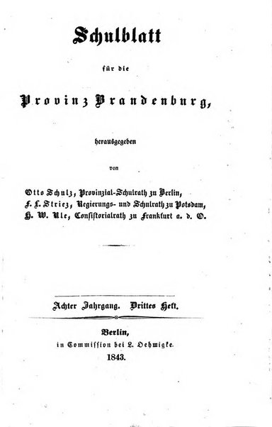 Schulblatt fur die Provinz Brandeburg