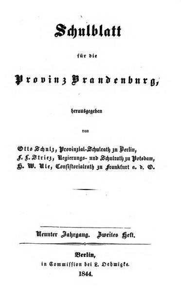 Schulblatt fur die Provinz Brandeburg