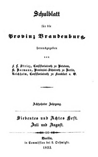 Schulblatt fur die Provinz Brandeburg