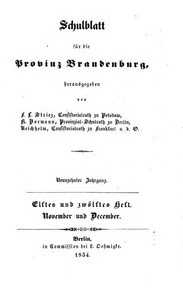 Schulblatt fur die Provinz Brandeburg