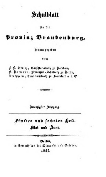 Schulblatt fur die Provinz Brandeburg