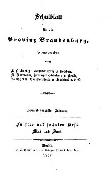 Schulblatt fur die Provinz Brandeburg