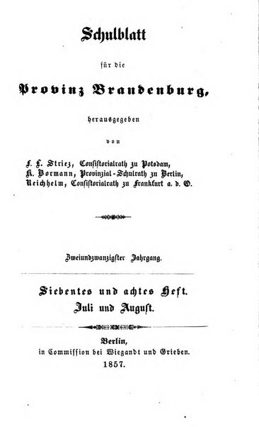 Schulblatt fur die Provinz Brandeburg