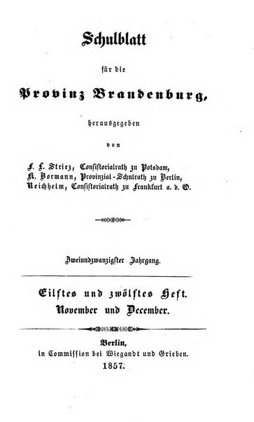 Schulblatt fur die Provinz Brandeburg