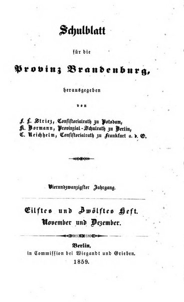 Schulblatt fur die Provinz Brandeburg