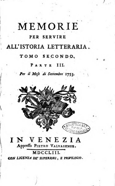 Memorie per servire all'istoria letteraria