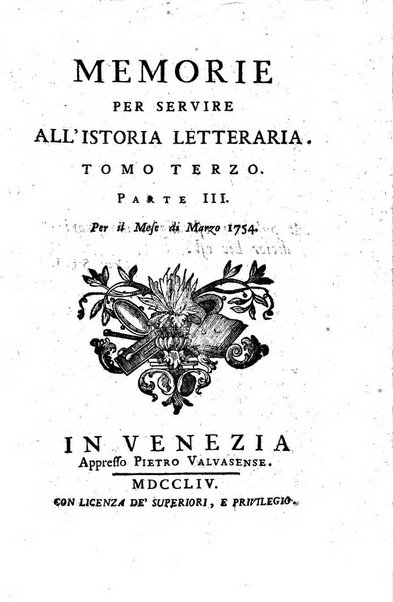 Memorie per servire all'istoria letteraria