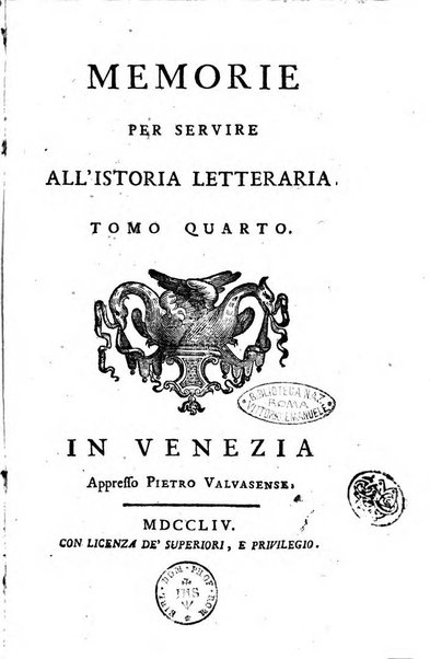 Memorie per servire all'istoria letteraria