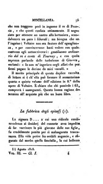 Lo spettatore lombardo, o sia Miscellanea scelta d'articoli di letteratura, di filosofia, di scienze scritti e successivamente pubblicati da Francesco Pezzi in vari giornali dal 1809 al 1821