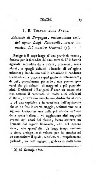 Lo spettatore lombardo, o sia Miscellanea scelta d'articoli di letteratura, di filosofia, di scienze scritti e successivamente pubblicati da Francesco Pezzi in vari giornali dal 1809 al 1821