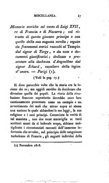 Lo spettatore lombardo, o sia Miscellanea scelta d'articoli di letteratura, di filosofia, di scienze scritti e successivamente pubblicati da Francesco Pezzi in vari giornali dal 1809 al 1821