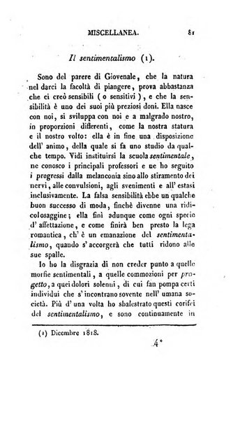 Lo spettatore lombardo, o sia Miscellanea scelta d'articoli di letteratura, di filosofia, di scienze scritti e successivamente pubblicati da Francesco Pezzi in vari giornali dal 1809 al 1821