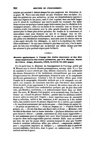 Moniteur de l'enseignement de la littérature et des sciences en Belgique