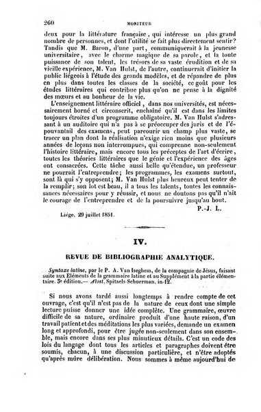 Moniteur de l'enseignement de la littérature et des sciences en Belgique