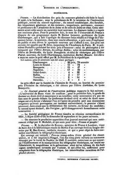 Moniteur de l'enseignement de la littérature et des sciences en Belgique