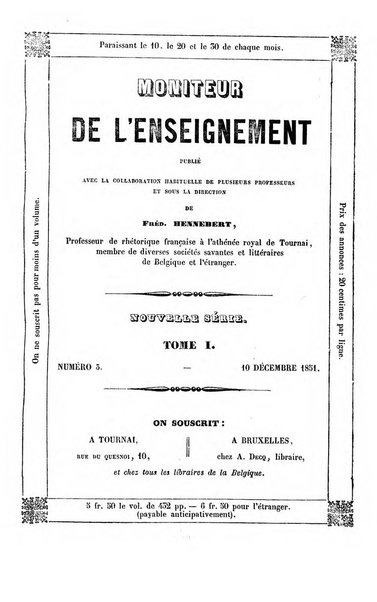 Moniteur de l'enseignement de la littérature et des sciences en Belgique