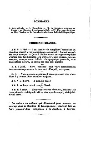 Moniteur de l'enseignement de la littérature et des sciences en Belgique