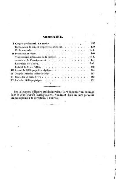 Moniteur de l'enseignement de la littérature et des sciences en Belgique