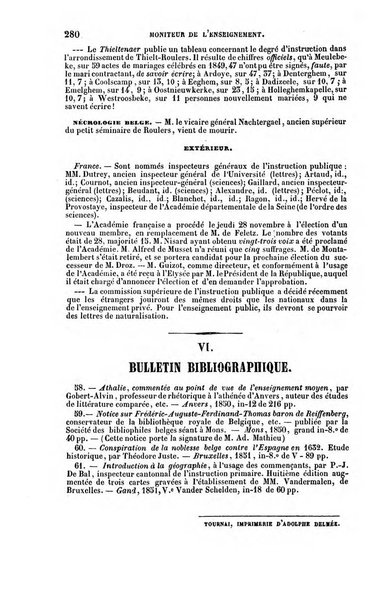 Moniteur de l'enseignement de la littérature et des sciences en Belgique