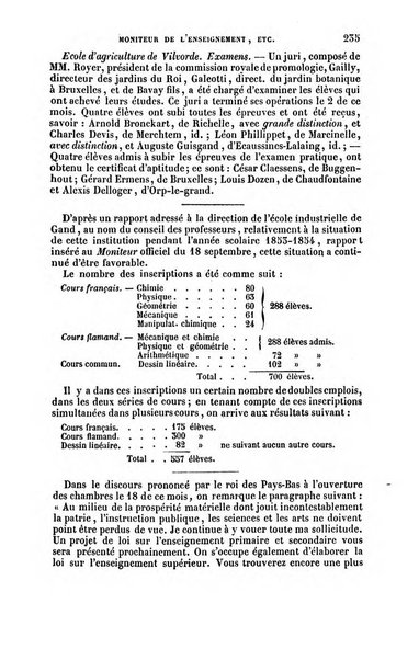 Moniteur de l'enseignement de la littérature et des sciences en Belgique