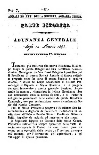 Società di Agricoltura Jesina. Annali ed Atti