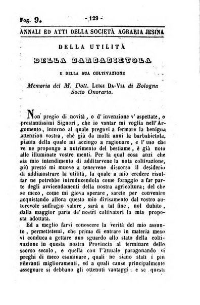 Società di Agricoltura Jesina. Annali ed Atti