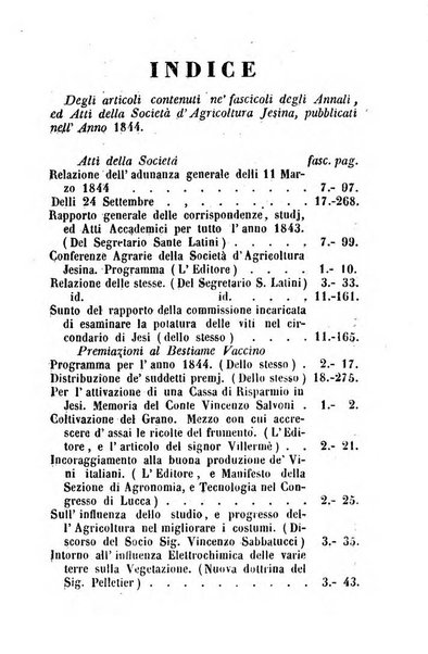 Società di Agricoltura Jesina. Annali ed Atti