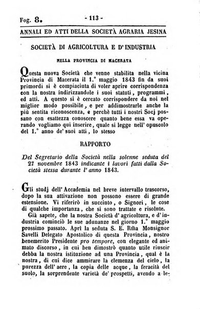 Società di Agricoltura Jesina. Annali ed Atti