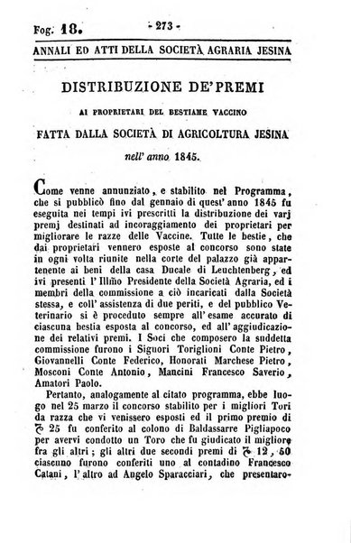 Società di Agricoltura Jesina. Annali ed Atti