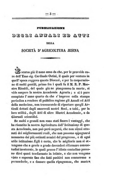 Società di Agricoltura Jesina. Annali ed Atti