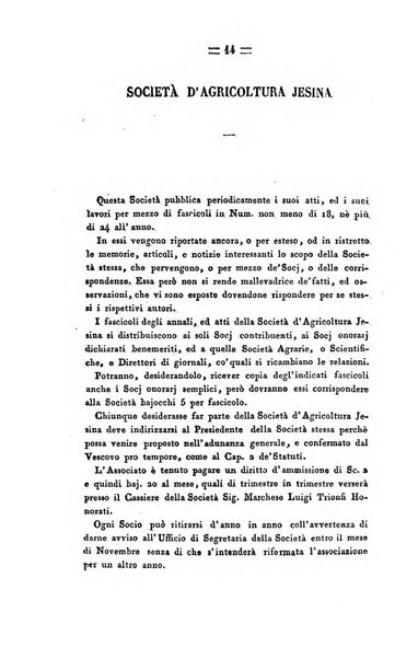 Società di Agricoltura Jesina. Annali ed Atti