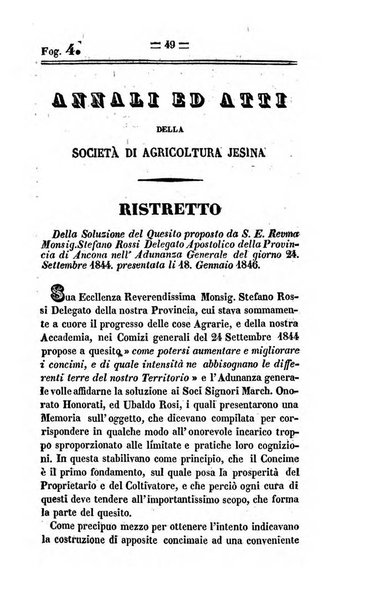 Società di Agricoltura Jesina. Annali ed Atti