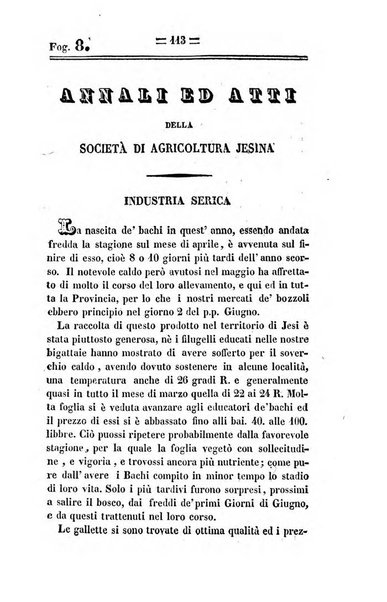 Società di Agricoltura Jesina. Annali ed Atti