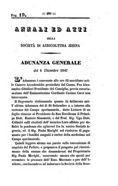 Società di Agricoltura Jesina. Annali ed Atti