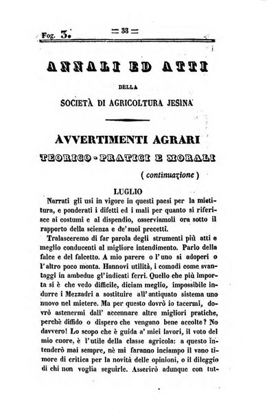 Società di Agricoltura Jesina. Annali ed Atti